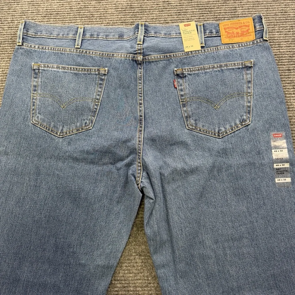 Levis 541 Jeans Mens 48x32 Athletic Taper Stretch Flex Extra Room Blue Denim NWT